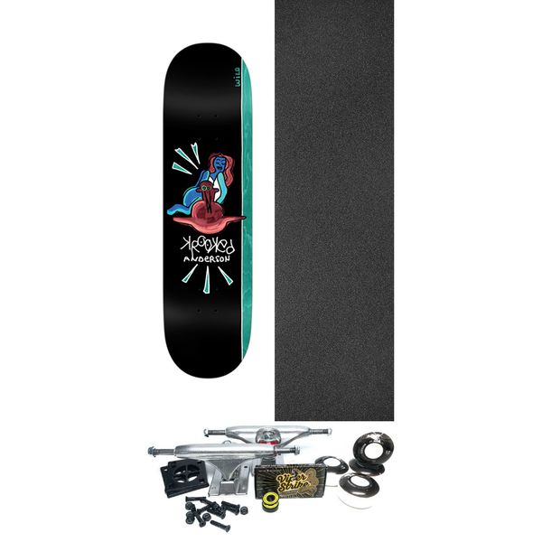 Krooked Skateboards Mike Anderson Sea Bird Black Skateboard Deck - 8.38" x 32" - Complete Skateboard Bundle